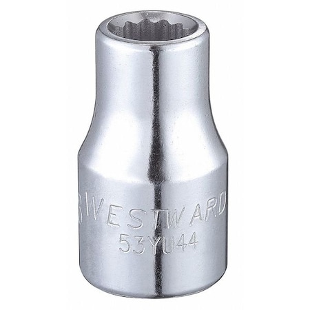 Westward WESTWARD 1/2 in Drive, 3/8" Triple Square SAE Socket, 12 Points, Steel, Chrome, 3/8 in 53YU44