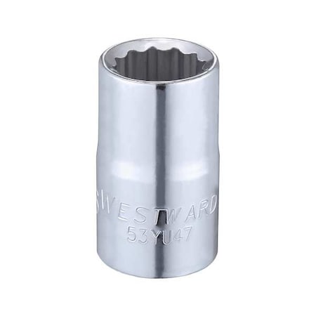 Westward WESTWARD 1/2 in Drive, 9/16" Triple Square SAE Socket, 12 Points, Steel, Chrome, 9/16 in 53YU47