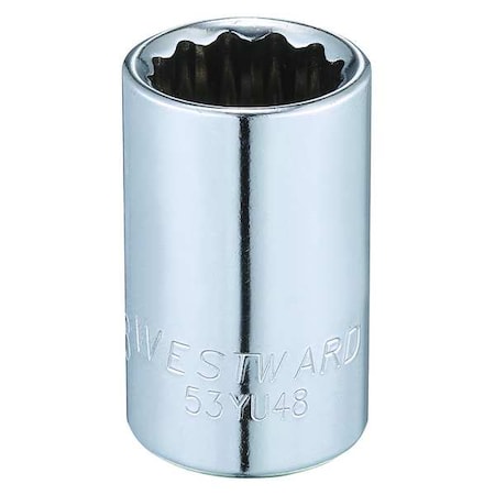Westward WESTWARD 1/2 in Drive, 5/8" Triple Square SAE, Socket, 12 Points, Steel, Chrome, 5/8 in 53YU48