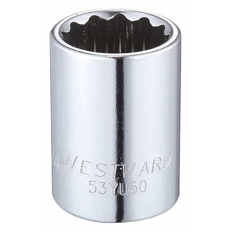 Westward WESTWARD 1/2 in Drive, 3/4" Triple Square SAE Socket, 12 Points, Steel, Chrome, 3/4 in 53YU50