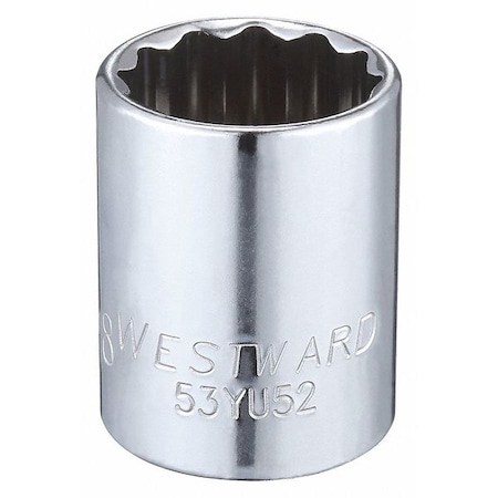 Westward WESTWARD 1/2 in Drive, 7/8" Triple Square SAE Socket, 12 Points, Steel, Chrome, 7/8 in 53YU52