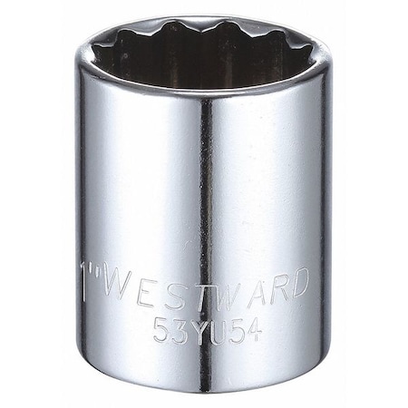 Westward WESTWARD 1/2 in Drive, 1" Triple Square SAE, Socket, 12 Points, Steel, Chrome, 1 in 53YU54