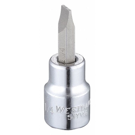 Westward 3/8" Drive, 1/4" Tip, Socket Bit, 6 Pts., Socket Bit, Steel, 3/8 in, TpSz 1/4 in 53YV96