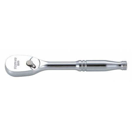 Westward 1/4" Drive 84 Geared Teeth Pear Head Style Hand Ratchet, 5" L, Chrome Finish 53YV76