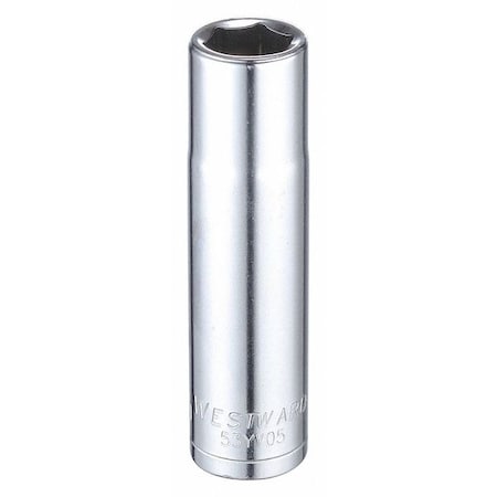 Westward WESTWARD 1/2 in Drive, 14mm Hex Metric, Socket, 6 Points, Steel, Chrome, 14 mm 53YV05