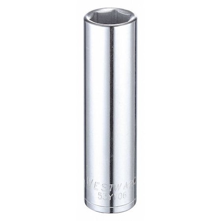 Westward WESTWARD 1/2 in Drive, 15mm Hex Metric, Socket, 6 Points, Steel, Chrome, 15 mm 53YV06
