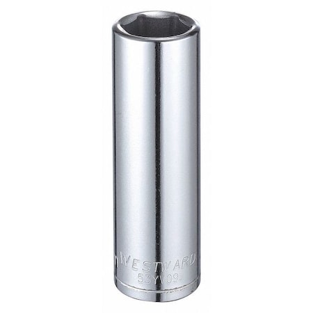 Westward WESTWARD 1/2 in Drive, 18mm Hex Metric, Socket, 6 Points, Steel, Chrome, 18 mm 53YV09