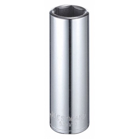 Westward WESTWARD 1/2 in Drive, 19mm Hex Metric, Socket, 6 Points, Steel, Chrome, 19 mm 53YV10