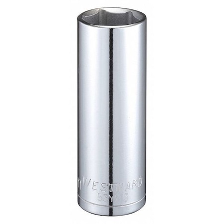 Westward WESTWARD 1/2 in Drive, 22mm Hex Metric Socket, 6 Points, Steel, Chrome, 22 mm 53YV13
