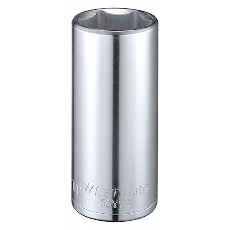 Westward WESTWARD 1/2 in Drive, 28mm Hex Metric Socket, 6 Points, Steel, Chrome, 28 mm 53YV19
