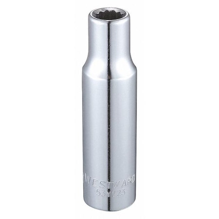 Westward WESTWARD 1/2 in Drive, 3/8" Triple Square SAE, Socket, 12 Points, Steel, Chrome, 3/8 in 53YV23