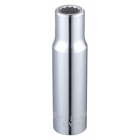 Westward WESTWARD 1/2 in Drive, 7/16" Triple Square SAE Socket, 12 Points, Steel, Chrome, 7/16 in 53YV24