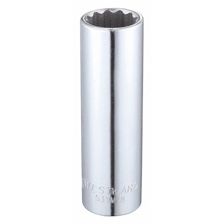 Westward 1/2" Drive, SAE Socket, 11/16" Socket Sz, 12 Pts 53YV28