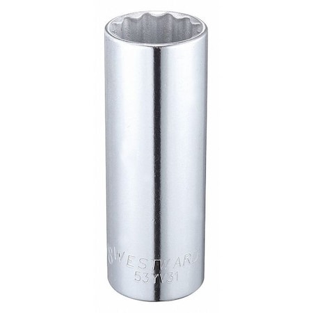 Westward WESTWARD 1/2 in Drive, 7/8" Triple Square SAE, Socket, 12 Points, Steel, Chrome, 7/8 in 53YV31