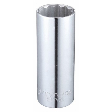 Westward WESTWARD 1/2 in Drive, 15/16" Triple Square SAE Socket, 12 Points, Steel, Chrome, 15/16 in 53YV32