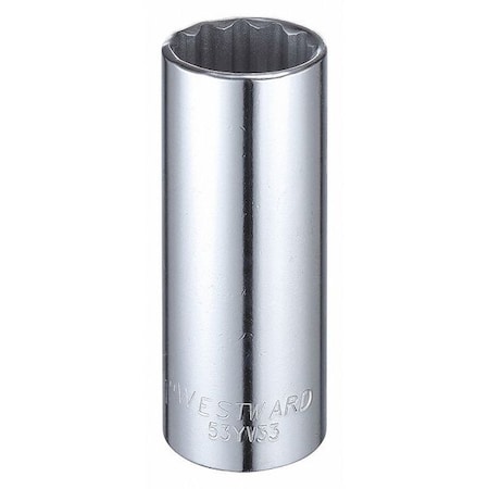 Westward WESTWARD 1/2 in Drive, 1" Triple Square SAE Socket, 12 Points, Steel, Chrome, 1 in 53YV33