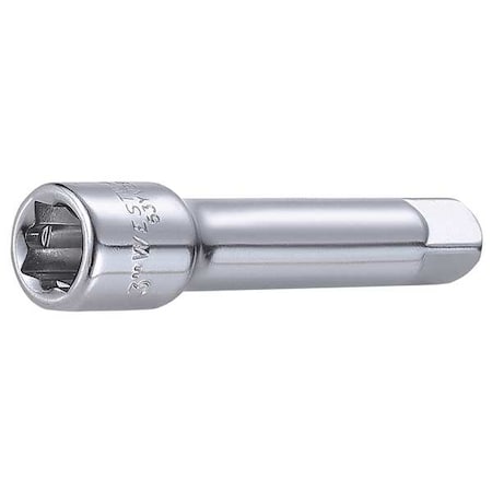 Westward Socket Extension, 3/8" Drive, 3" Length, 1 Piece, Chrome 53YV69