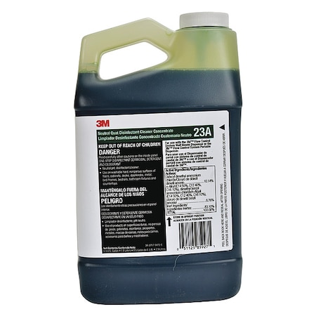 3M Neutral Disinfectant Cleaner Concentrate, 64 oz. Bottle, Lemon 23A