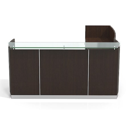 Mayline Reception Desk Medina Reception Station w/Return, Mocha, 85-1/4" D X 42-3/4" H, 87-1/4" W X MNRSLBFLDC