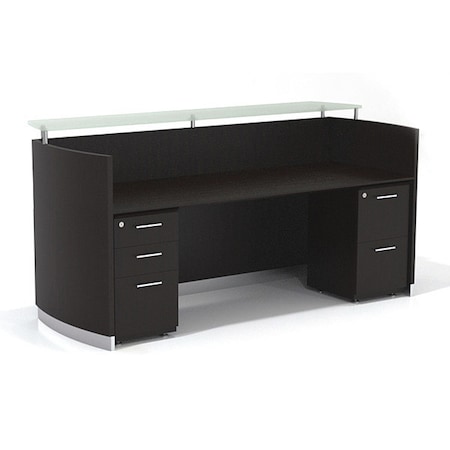 Mayline Reception Desk Medina Reception Station, Mocha, 37-1/4" D X 42-3/4" H, 87-1/4" W X Mocha Laminate MNRSBFLDC