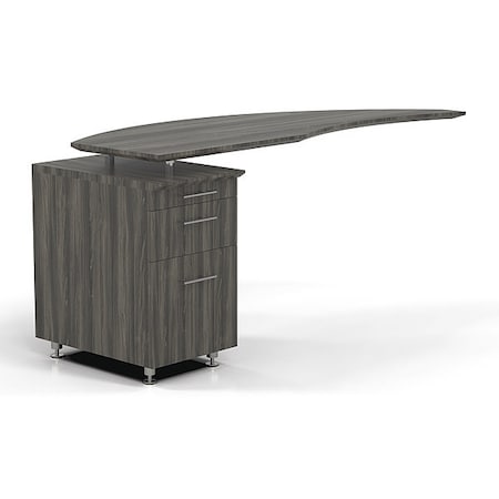 Mayline Left Curved Desk Return Medina Desk Return/Pedestal, Left, Gray, 24" D X 29-1/2" H, 63" W X MNRTPLLGS