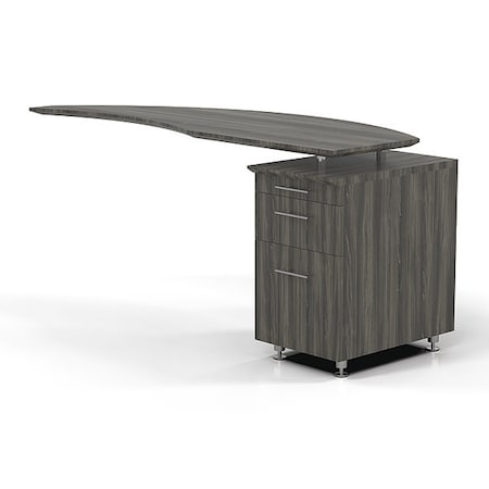 Mayline Right Curved Desk Return Medina Desk Return/Pedestal, Right, Gray, 24" D X 29-1/2" H, 63" W X MNRTPRLGS