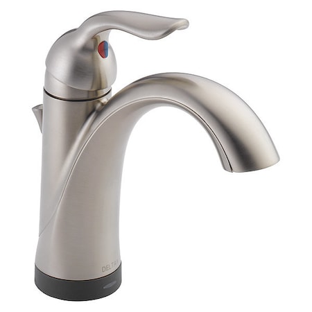 Delta Single Handle Single Hole Lavatory Faucet, Stainless 1 or 3-hole 4" installation Hole 538T-SS-DST
