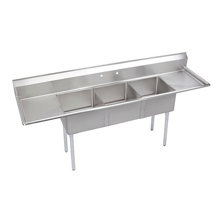 Elkay Scllry Snk, 3 C, 24" L-R Drnbrd, 120x29.8x45.8, Scullery Mount, 1 Set, On Center Hole, #4 Finish S3C24X24-2-24X
