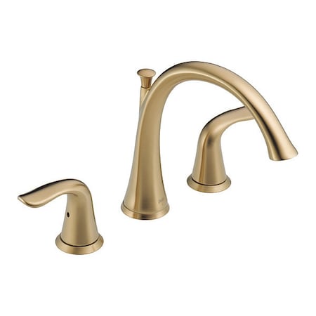 Delta Dual Handle Deck-Mount without Diverter Tub Filler Faucet, 8" - 16" Mount, Champagne Bronze T2738-CZ