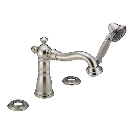 Delta Dual Handle Deck-Mount with Diverter Tub Filler Faucet, 8" - 16" Mount, Stainless T4755-SSLHP