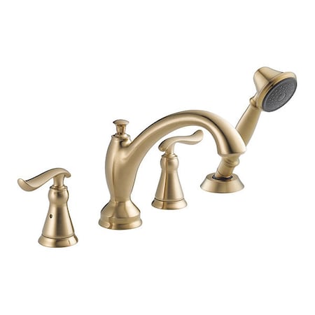 Delta Dual Handle Deck-Mount with Diverter Tub Filler Faucet, 8" - 16" Mount, Champagne Bronze T4794-CZ