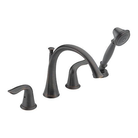 Delta Dual Handle Deck-Mount with Diverter Tub Filler Faucet, 8" - 16" Mount, Venetian Bronze T4738-RB