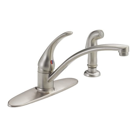 Delta Single, Hndl Kitchen Faucet with Spray, 8" Mount, 4 Hole Commercial B4410LF-SS