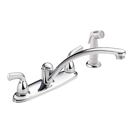 Delta Two Handle, Kitchen Faucet with Spray, 8" Mount, 4 Hole Commercial B2410LF