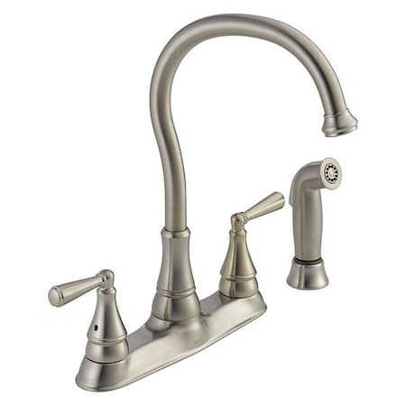 Delta Two Handle, Kitchen Faucet with Spray, 8" Mount, 4 Hole Commercial 21977LF-SS