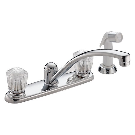 Delta Two Handle, Kitchen Faucet with Spray, 8" Mount, 4 Hole Commercial 2402LF