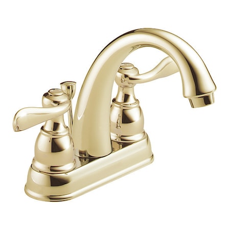 Delta Dual Handle Bathroom Faucet, 4" Mount, Polished Brass 3 Hole B2596LF-PB