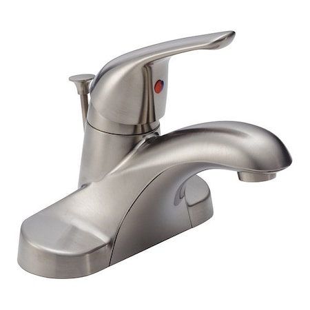 Delta Single Handle Centerset Lavatory Faucet, 4" Mount, Stainless 3-hole 4" installation Hole B510LF-SS