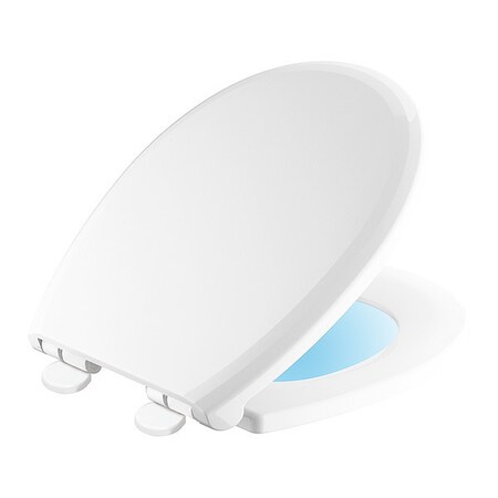 Delta Round Frnt SlwCloseQR Nitlight Seat, With Cover, Round, White 803902-N-WH