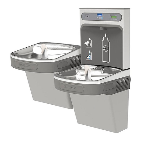 Elkay On-Wall Drinking Fountain with Bottle Filler, 2 Level, 19 in D, 39 5/8 in H, 36 3/4 in W EZSTL8WSLK
