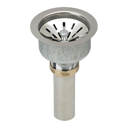 Elkay 1-1/2" O.D Pipe Dia., Stainless Steel, Drain with Strainer Basket and Tailpiece LK99