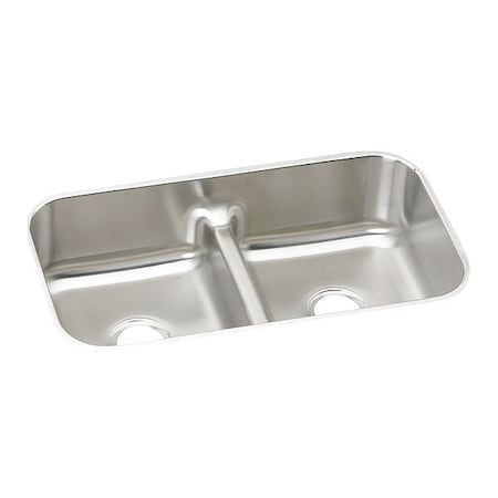 Elkay Sink, Undermount Mount, 0 Hole, Lustrous Satin EAQDUH3118