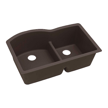 Elkay Quartz Luxe, Undermount Mount, 0 Hole, Left Bowl 17.217" x 19.34", Right Bowl 13.123" x 16.635" ELXHU3322RCN0