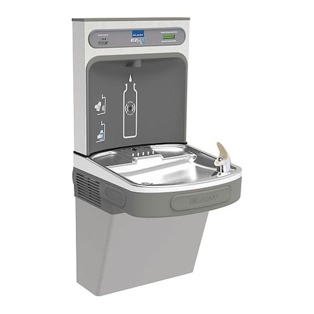 Elkay Drinking Fountain with Bottle Filler On-Wall Mount, 1 Levels, 1-1/2", Gray, Indoor LZSDWSLK