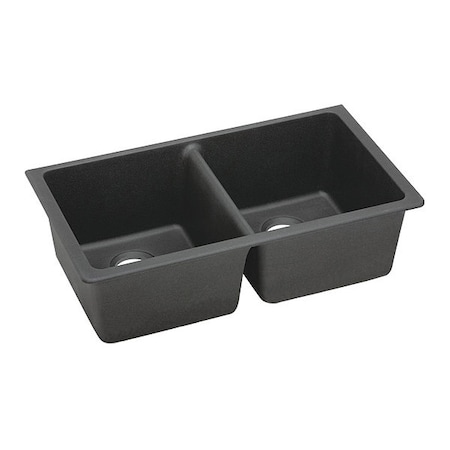 Elkay Sink, Undermount Mount, 0 Hole, Black ELGU3322BK0