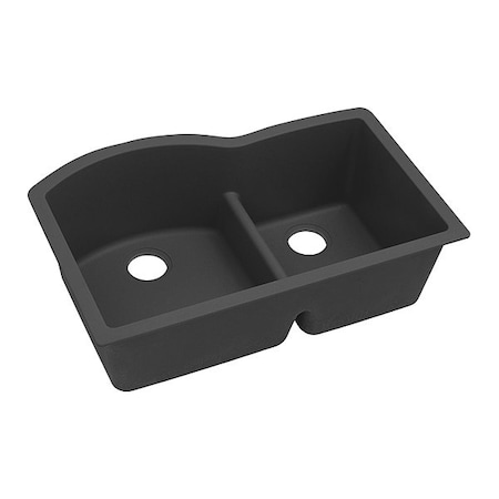 Elkay Sink, Undermount Mount, 0 Hole, Caviar ELXHU3322RCA0