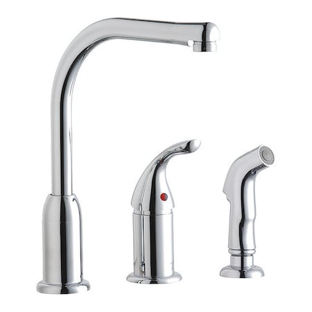 Elkay Faucet, Remote Levr, Side Spray, Chro, Remote Lever Handle, 3 Hole Residential LK3001CR
