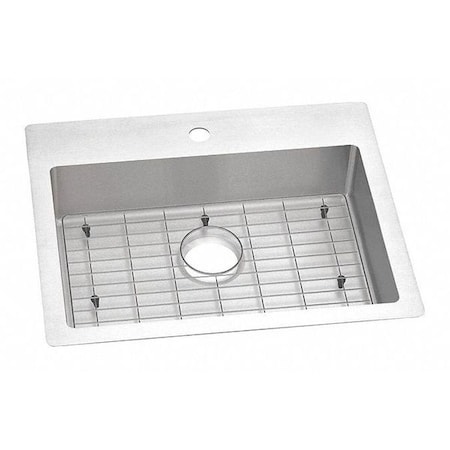 Elkay Sink, Drop-in, Undermount Mount, 1 Hole, Polished Satin ECTSRAD25226TBG1