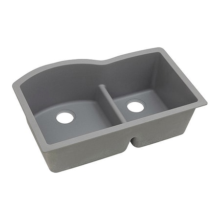 Elkay Sink, 33x22x10", 60/40, Undr, Grystone ELGHU3322RGS0