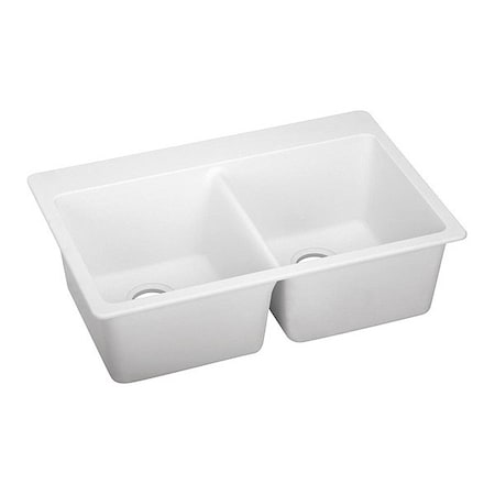 Elkay Sink, Drop-In Mount, Pre-scored for up to 5 Hole, White ELG3322WH0